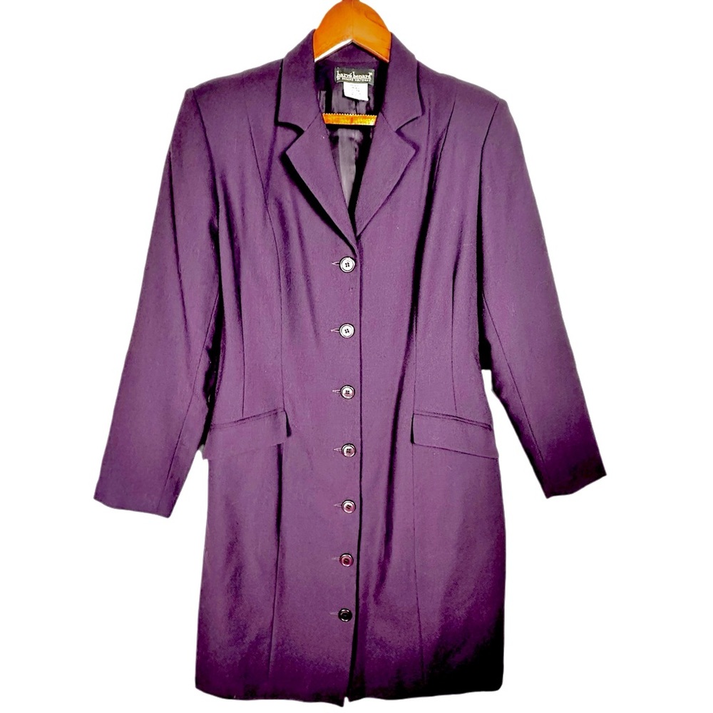 Vintage Harvé Benard Women’s Wool‎ Coat Purple Size 14 (Fits M) European Made